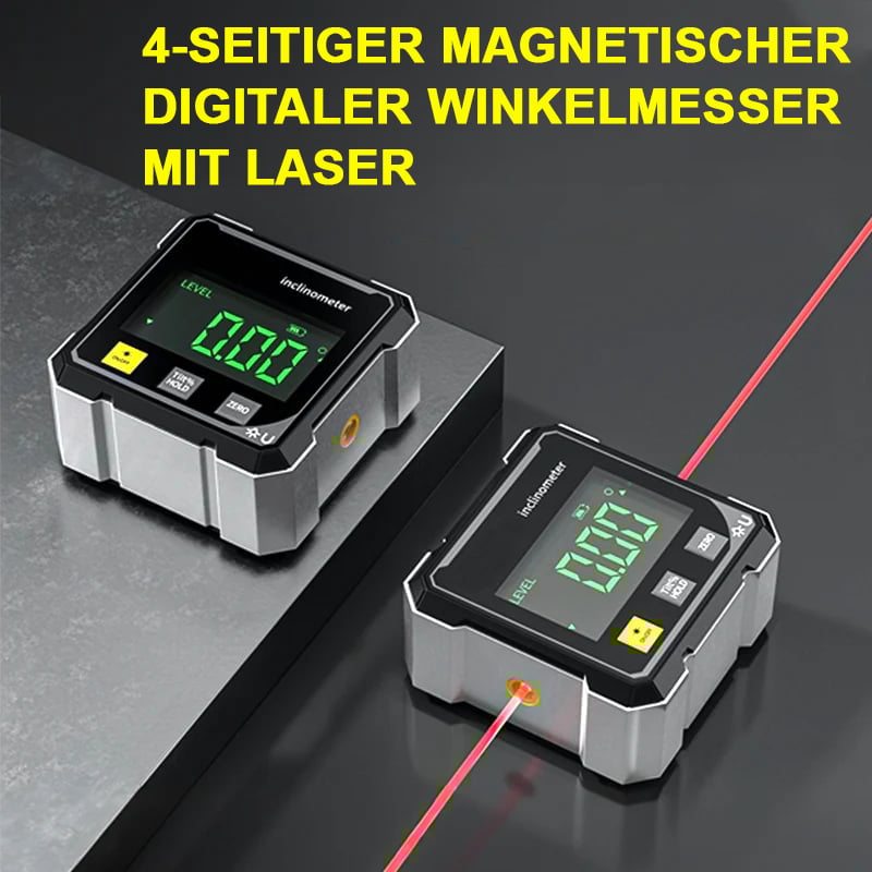 🔥Heißer Verkauf - 49% Rabatt📐 4-seitiger magnetischer digitaler Winkelmesser mit Laser