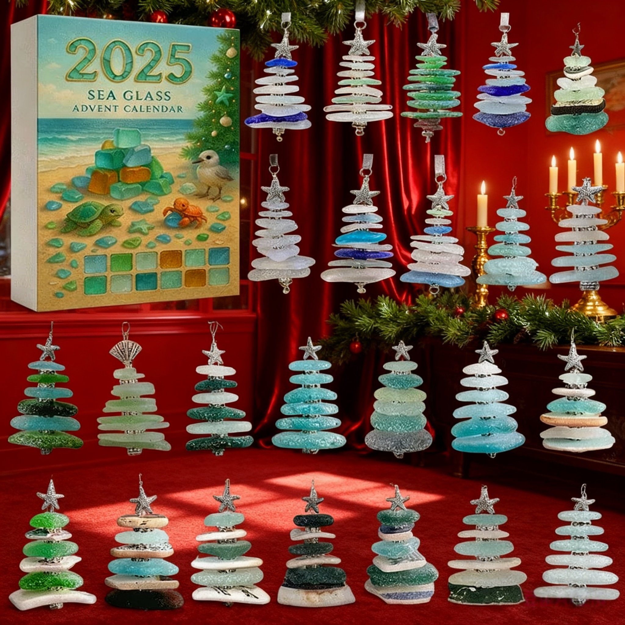 🔥Limited Edition, Only 100 Sets Left! - 🌊Sea Glass Christmas Tree Advent Calendar