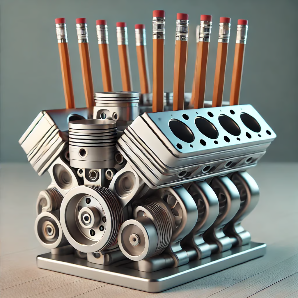 Pen Holder with V8 Engine