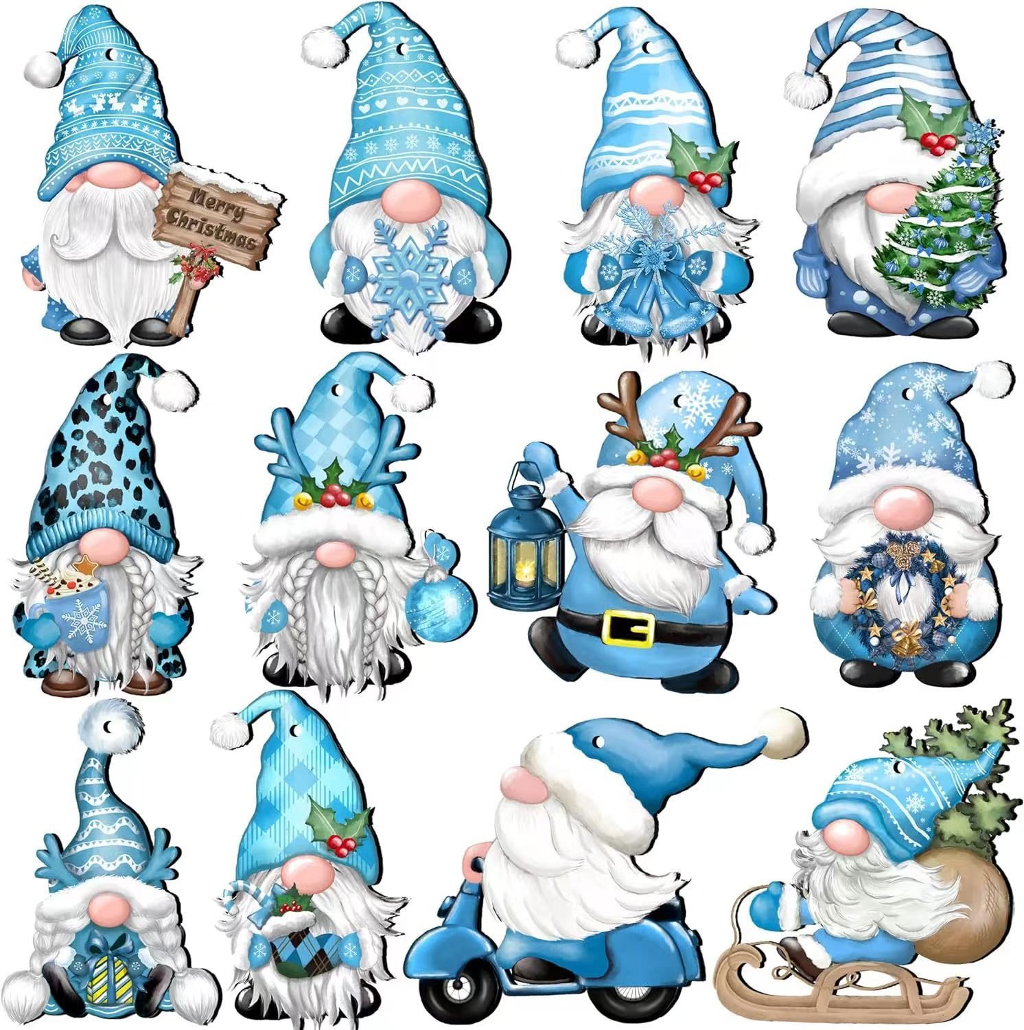 (🎁EARLY CHRISTMAS SALE - 49% OFF)24 Pieces Christmas Wooden Gnome Ornaments