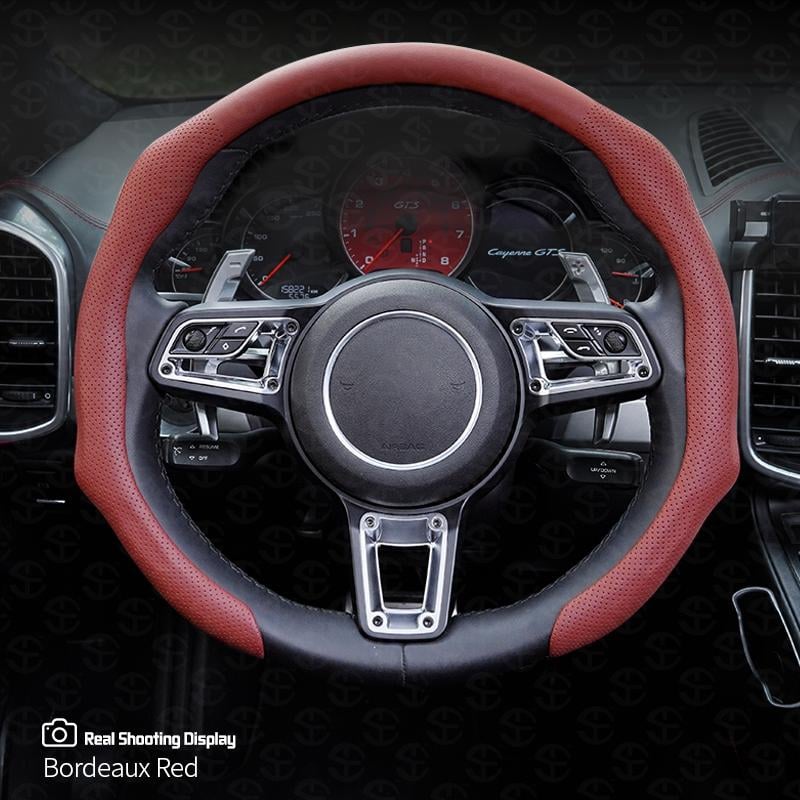 ⏰LAST DAY SALE 50% OFF💥Nappa Leather car Steering wheel Cover