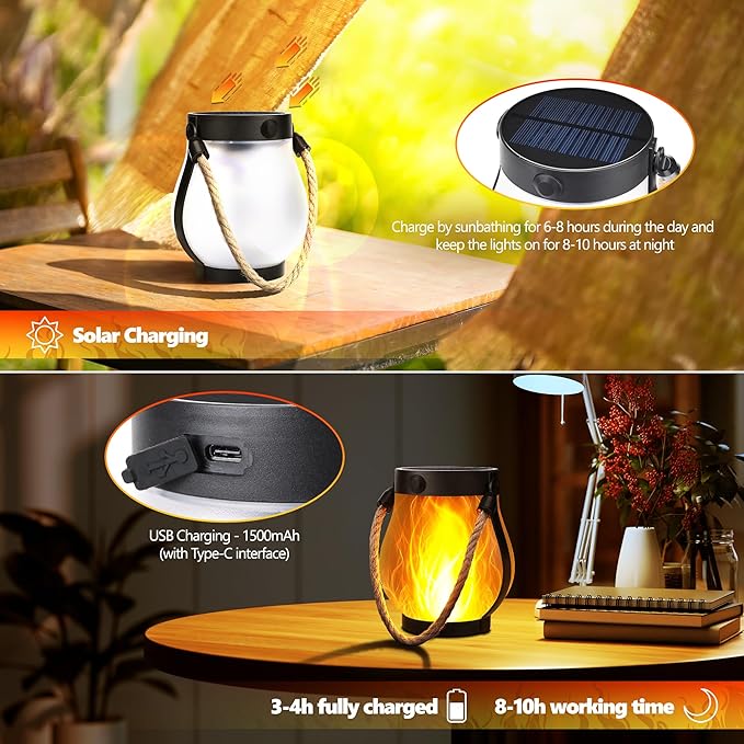💥LAST DAY SALE 50% OFF💥Dancing Flame Solar Lantern Outdoor Lights⚡BUY 2 FREE SHIPPING