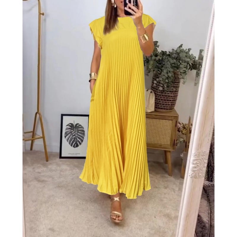 🔥Last Day Promotion 70% OFF🔥Pleated Simple Solid Color Dress