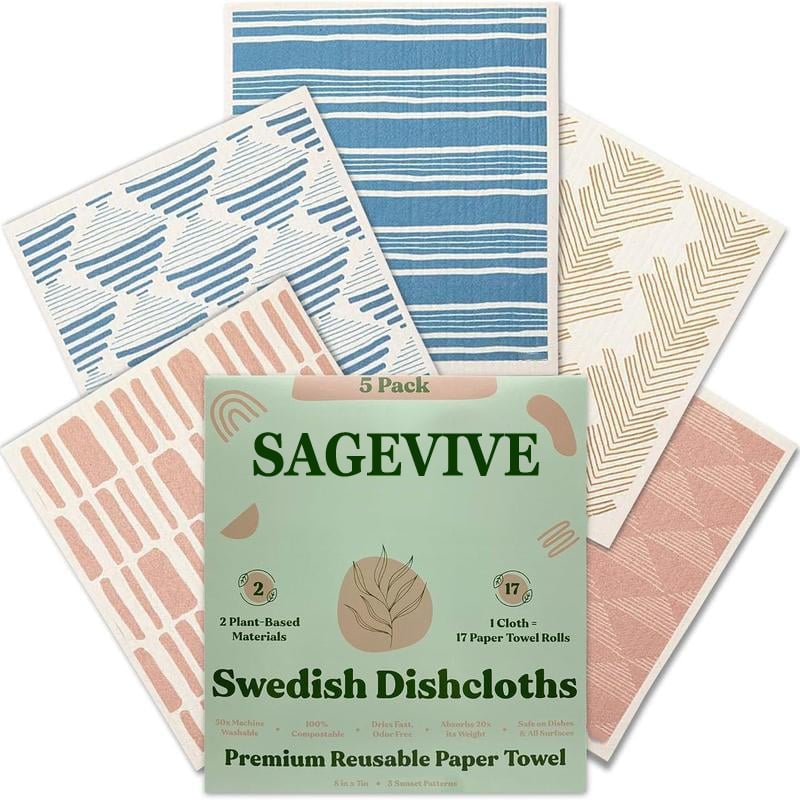 🎄Holiday Pre-Sale Save 70%🎄Swedish Dishcloths for Kitchen & Cleaning | 5 Pack
