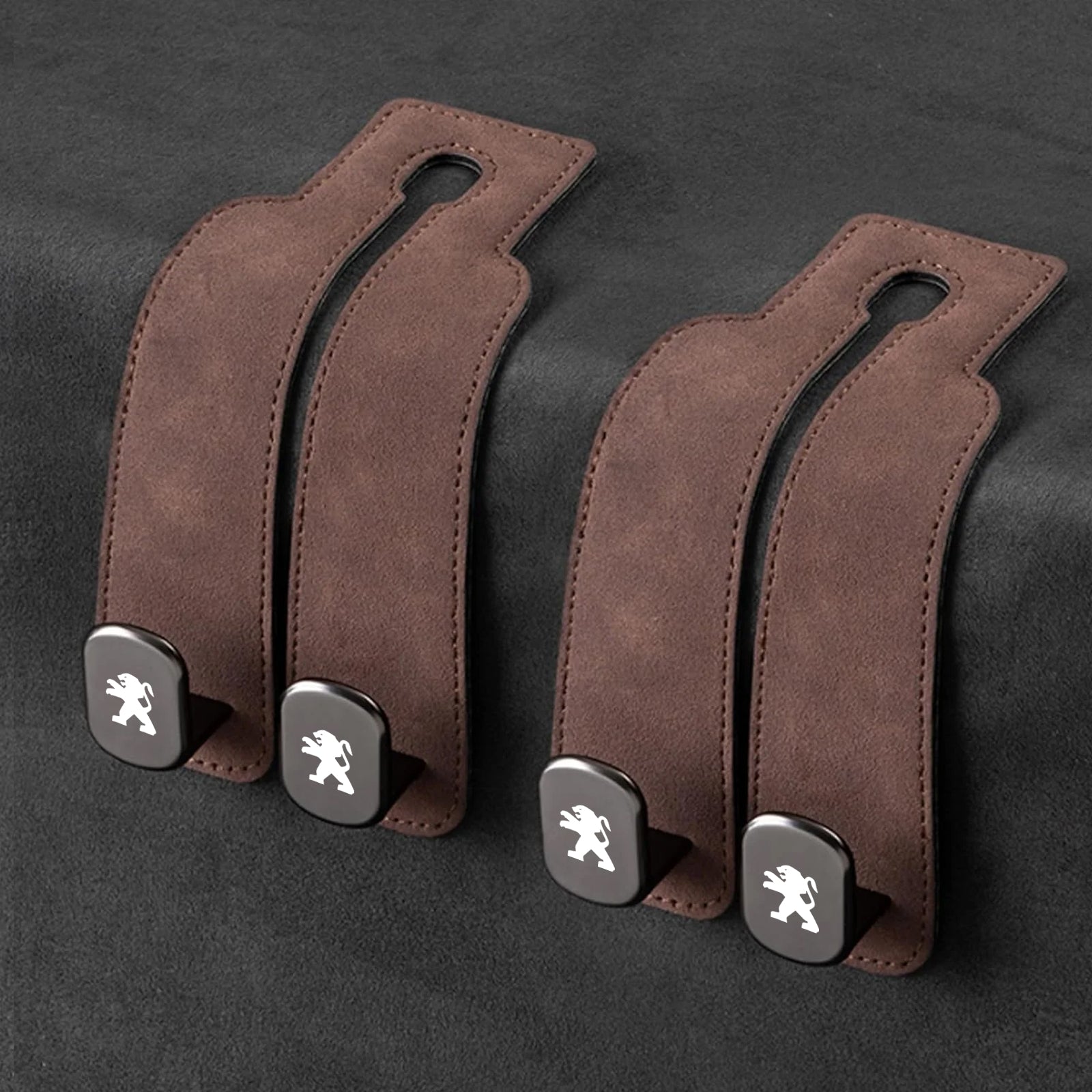 TwinHook Leather Car Headrest Hangers