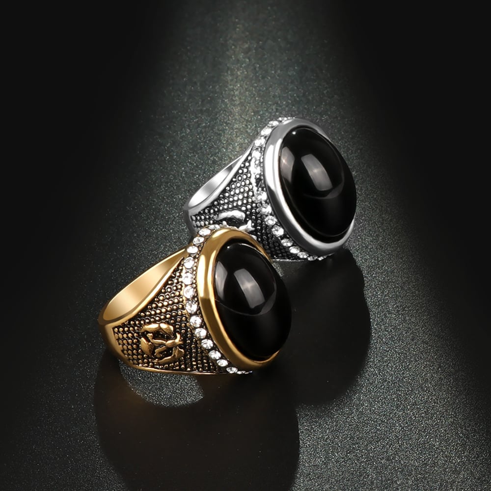🔥Last Day 75% OFF🎁 Turkish Style Carving Obsidian Vintage Ring