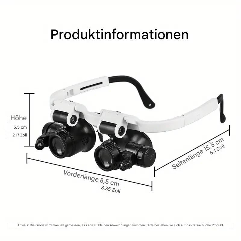 ✨Letzter Tag 49% RABATT👓8X 15x 23x Kopflupe mit LED-Licht-Stirnband