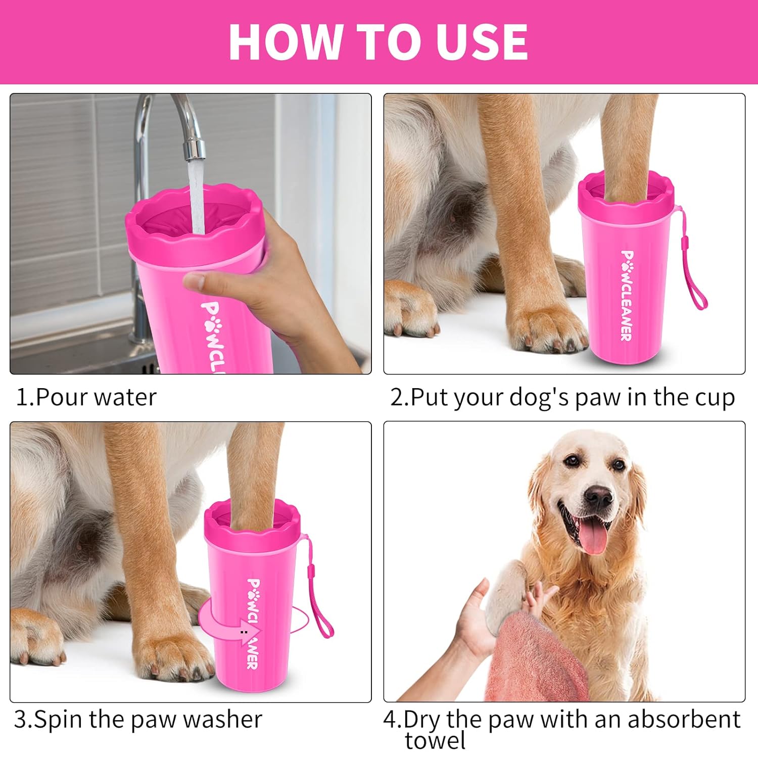 Dog Paw Cleaner, Washer, Buddy Muddy Pet Foot Cleaner for Small Medium Large Breed Dogs/Cats (with 3 absorbent towel)