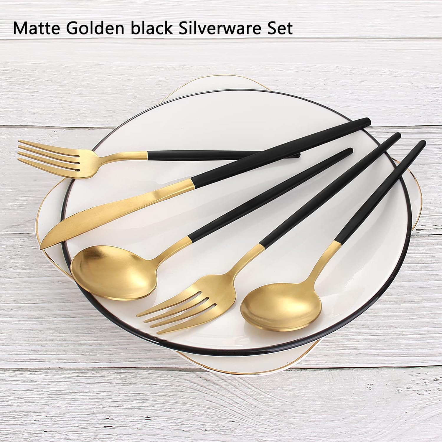 Matte Gold Silverware Set, VANVRO 40-Piece Stainless Steel Flatware Set, Satin Finish tableware Cutlery Set, Service for 8, Home and Restaurant, Dishwasher Safe