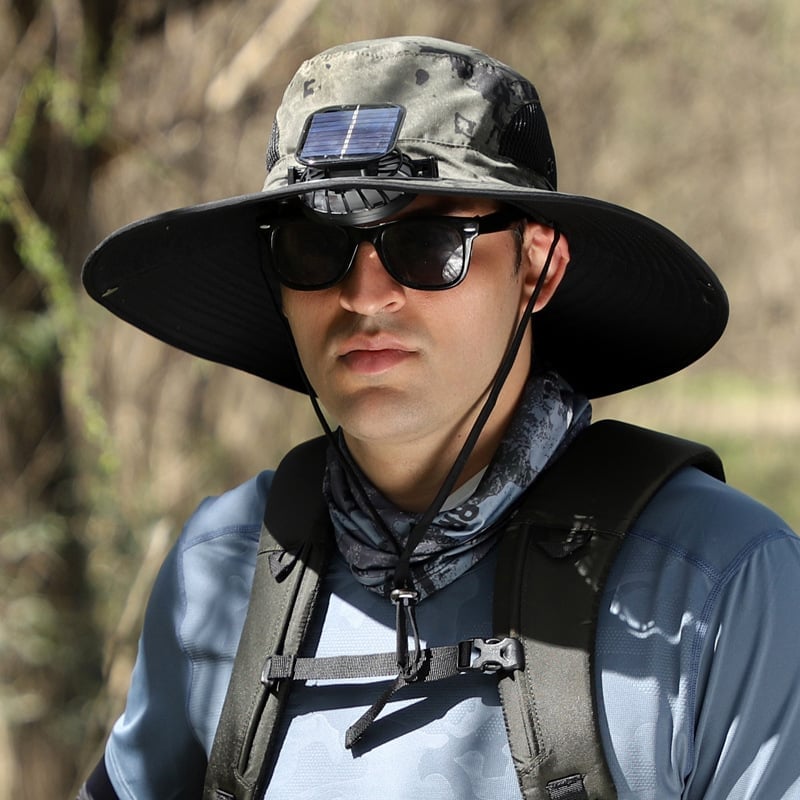 🔥Father's Day Sale 49% OFF - Wide Brim Solar Fan Outdoor Fishing Hat-Solar & USB Charging