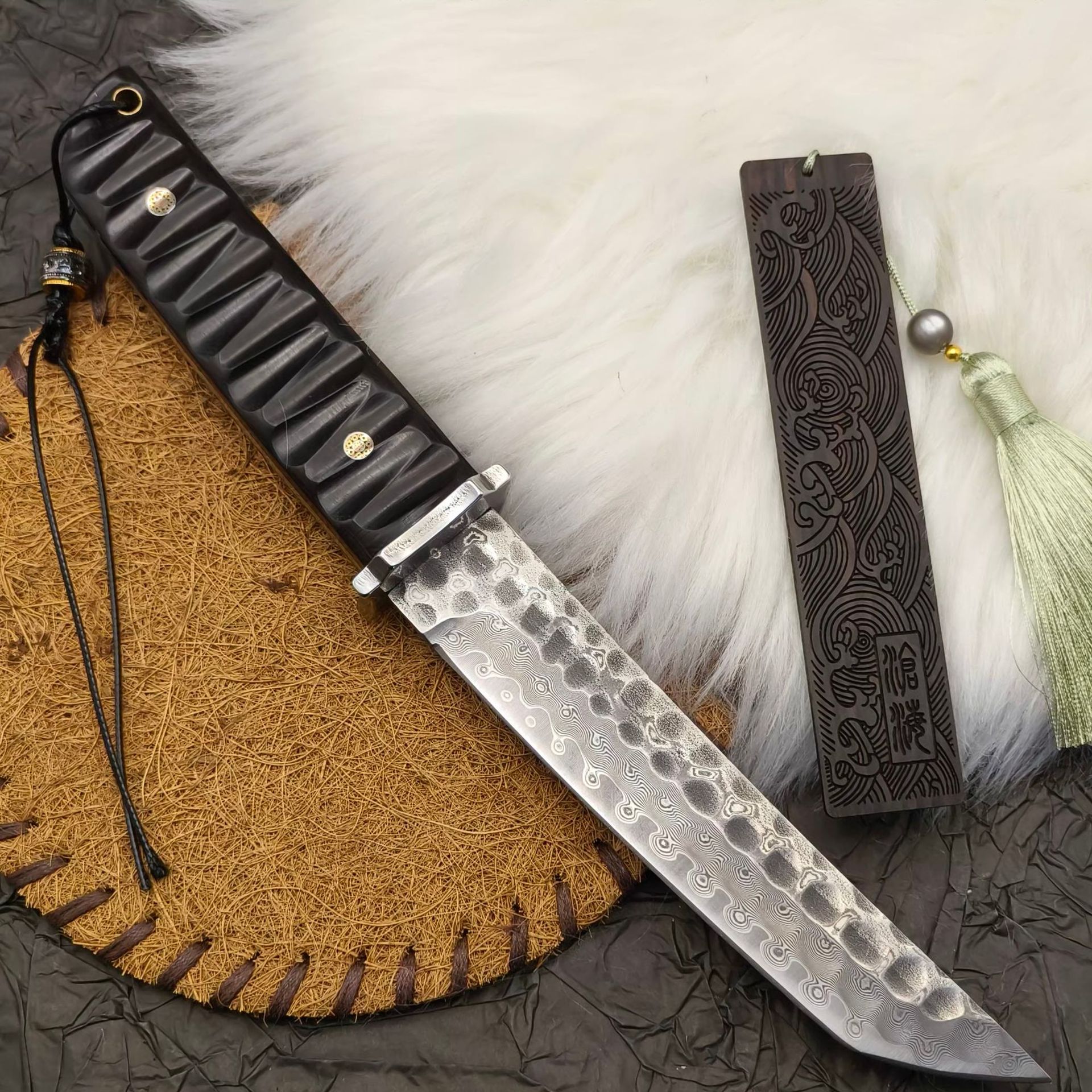 Ebony Damascus VG10 Steel samurai sword