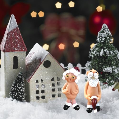 1 Pair Santa Claus Charms Christmas Decorations Nude Naughty Funny Santa Claus with Stocking Cap Ornament Party Decoration Gifts