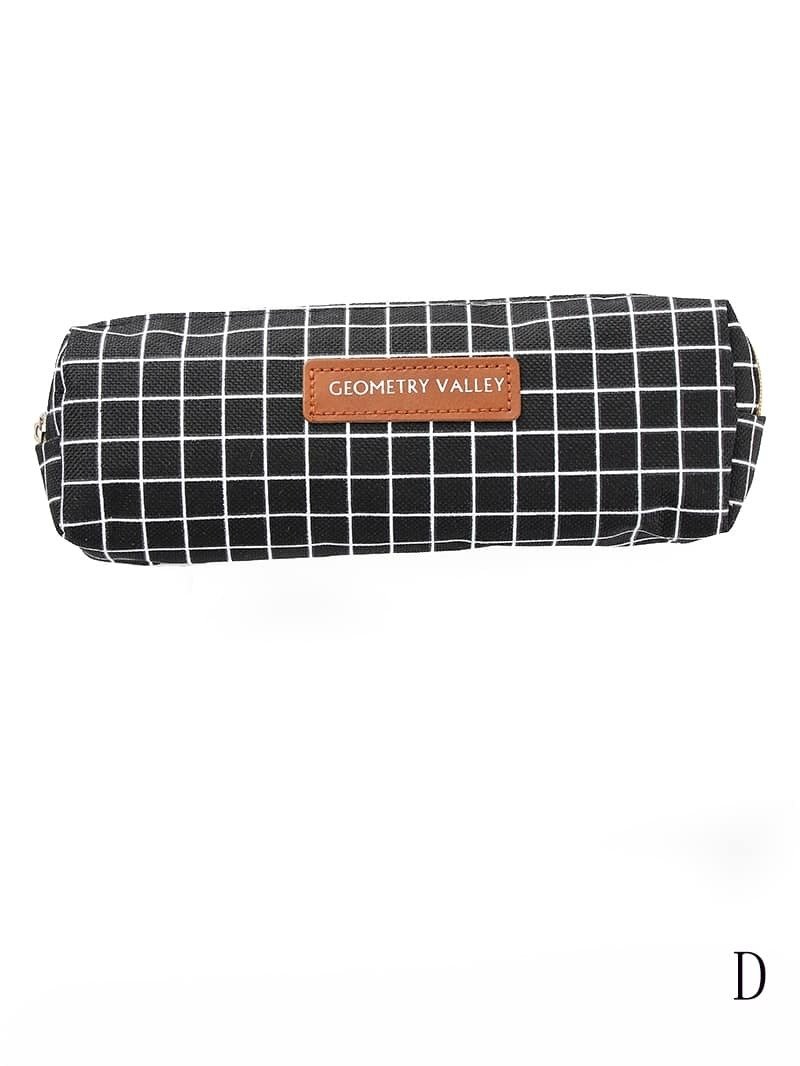 Dot & Plaid Print Pencil Case 1pc