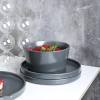 Stone Lain Coupe Dinnerware Set, Service For 4, Black Matte