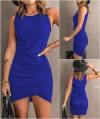 BTFBM Women 2024 Summer Sleeveless Tank Dresses Crew Neck Slim Fit Short Casual Ruched Bodycon Party Club Mini Dress