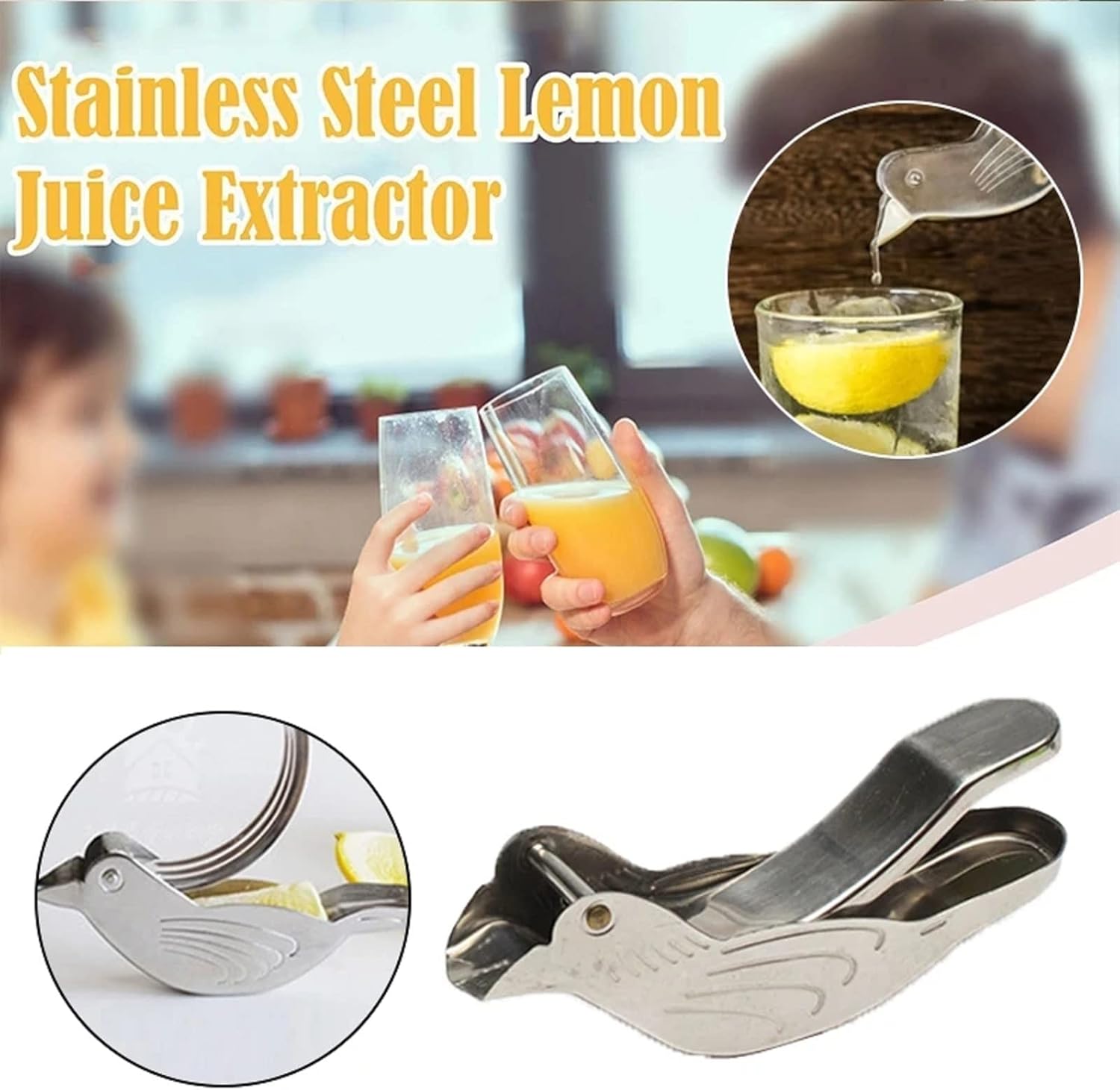 Manual Lemon Squeezer, Stainless Steel Bird Shape Lemon Extruder