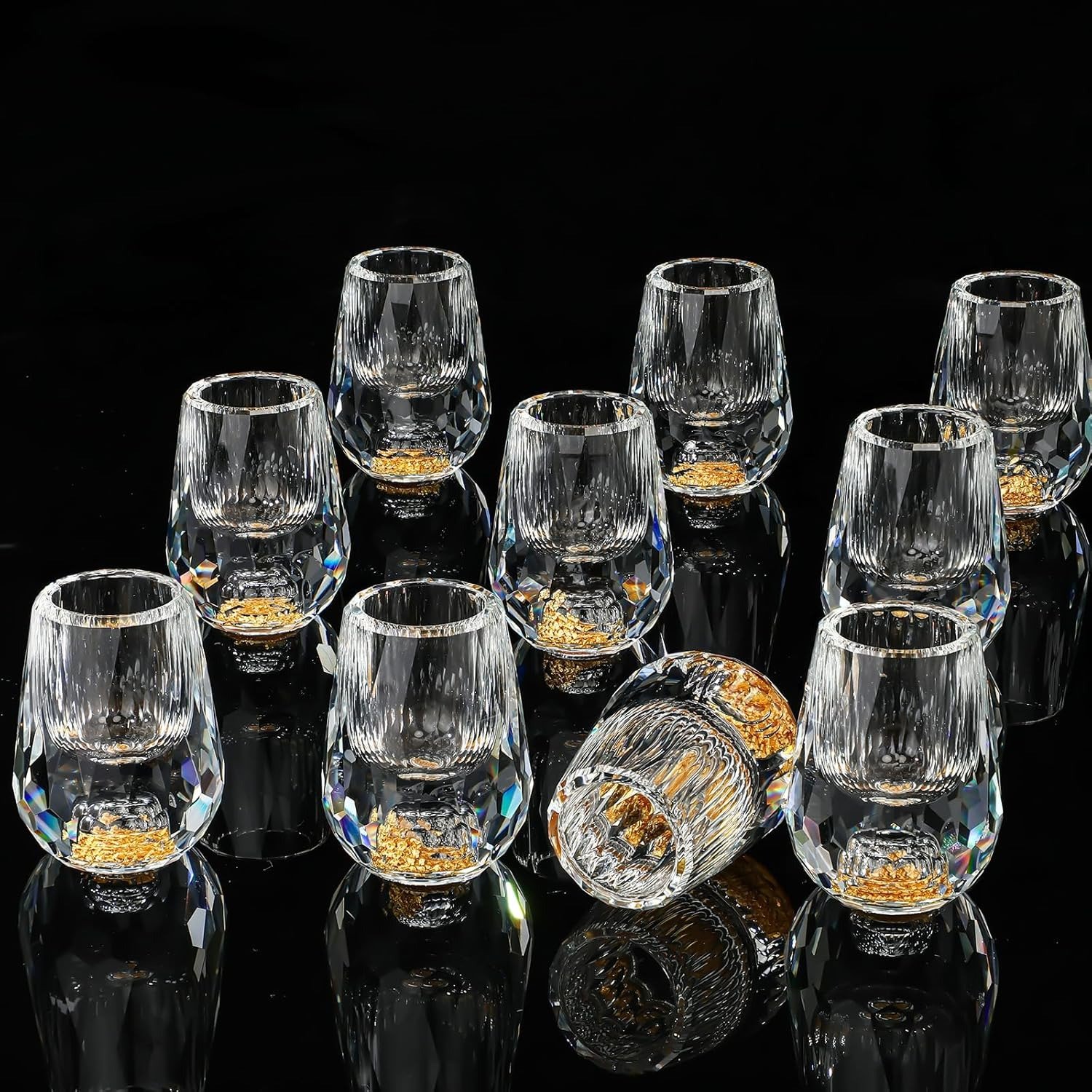 🔥Last Day Sale 49% OFF - BUY MORE&SAVE MORE-3D Glacier Glass Cup Crystal Gold Foil Shot Glasses