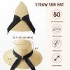 Beach Hat for Women, Wide Brim Sun Straw Hat for Women, Sun Hat Womens UPF 50+ UV Protection, Floppy Foldable Summer Hat