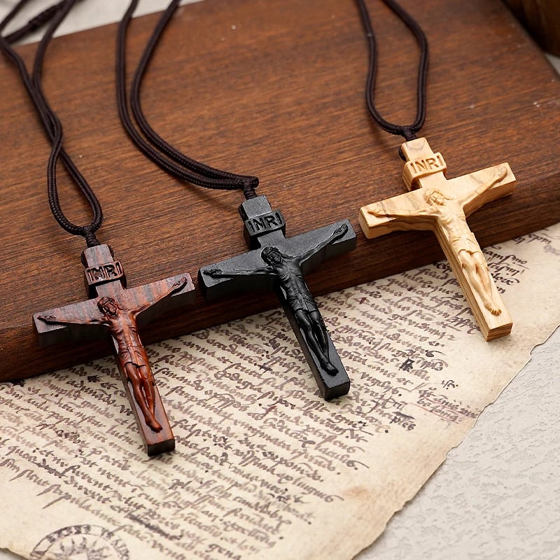 💝49% OFF-Jesus Cross Wooden Necklace