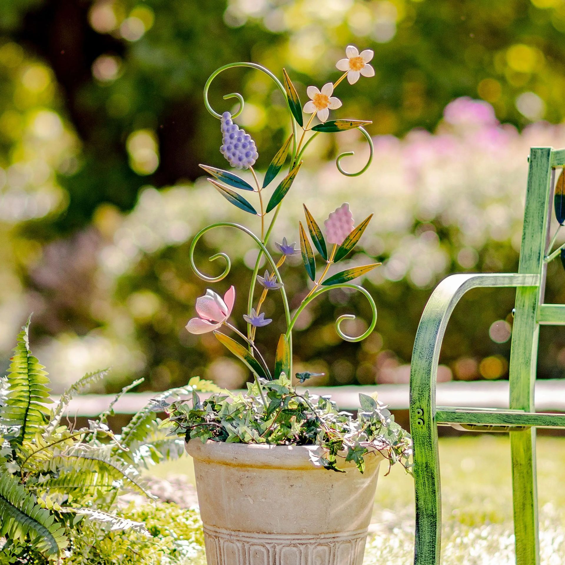 🌼Autumn Specials—Outdoor Metal Garden Flower Stake, Iron Art Climbing Plant Trellis Support, Decorative Yard Lawn Art Plug-in Flower Sculpture