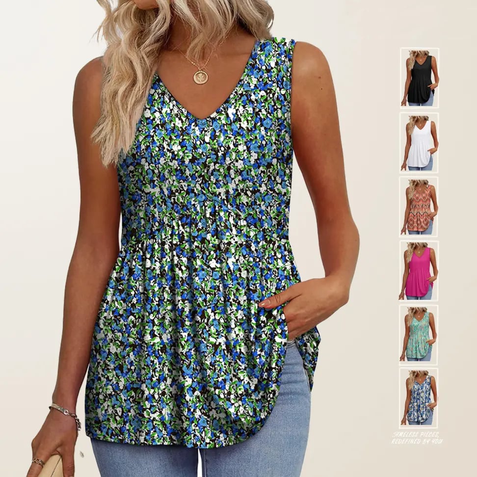 ⏰LAST DAY SALE 50% OFF💥Women Dressy Sleeveless V Neck Babydoll Tank Tops