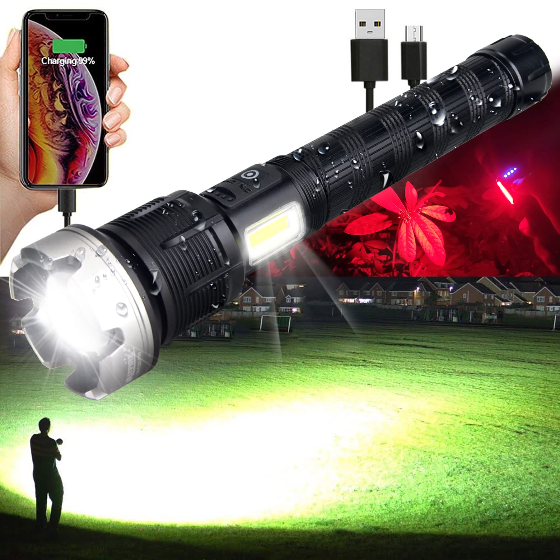 🔥Last Day 70% OFF🏠XHP90-LED Rechargeable Tactical Laser Flashlight-Buy 2 Free Shipping