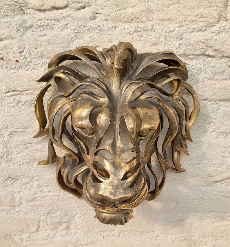 🦁Rare Find-Large Lion Head Wall Mounted Art Sculpture🎁