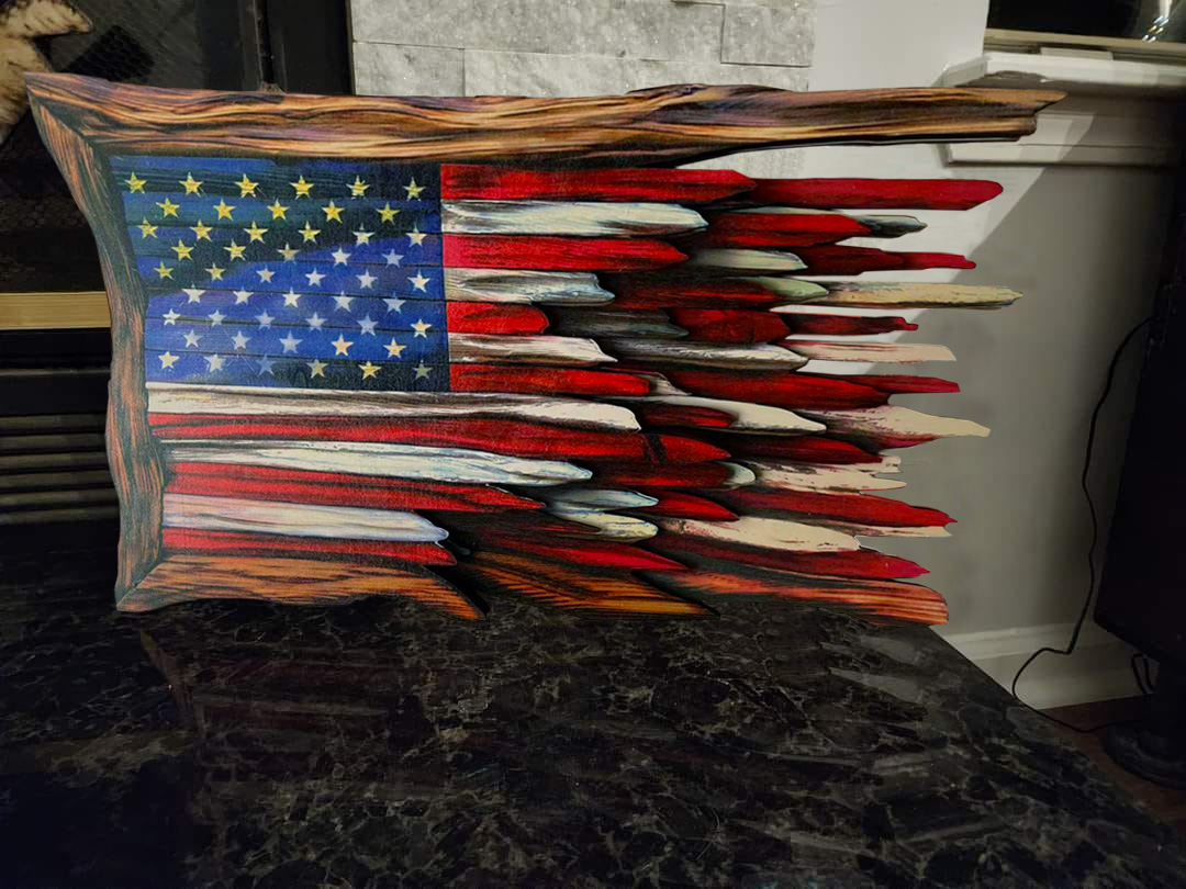 🔥Handmade Honor US Flag With Cypress Trim