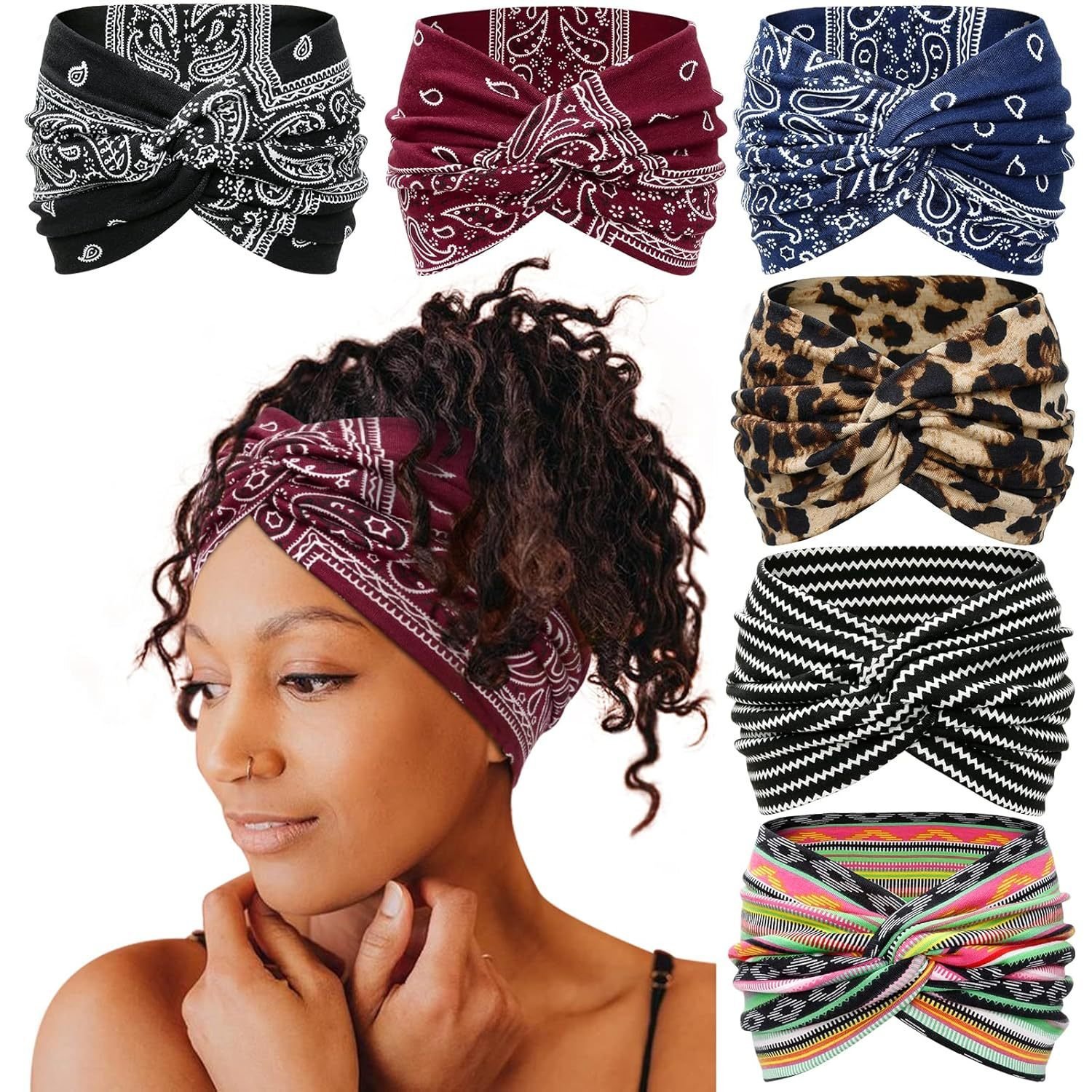 🏆Flash Sale⚡ 50K+ SOLD! Almost Gone-❤️🎀Women's Boho Style Leopard & Paisley Print Hair Band