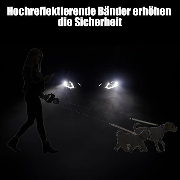🔥Letzter Tag 50% RABATT-Ausziehbare Doppelleine für Hunde mit LED-Licht
