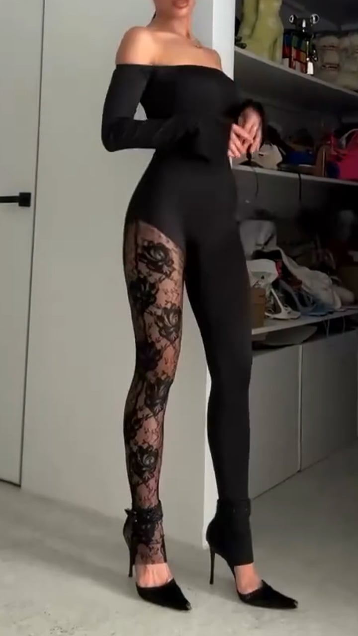 Women's One Neck Printed Hollow Out Tight and Sexy Jumpsuit