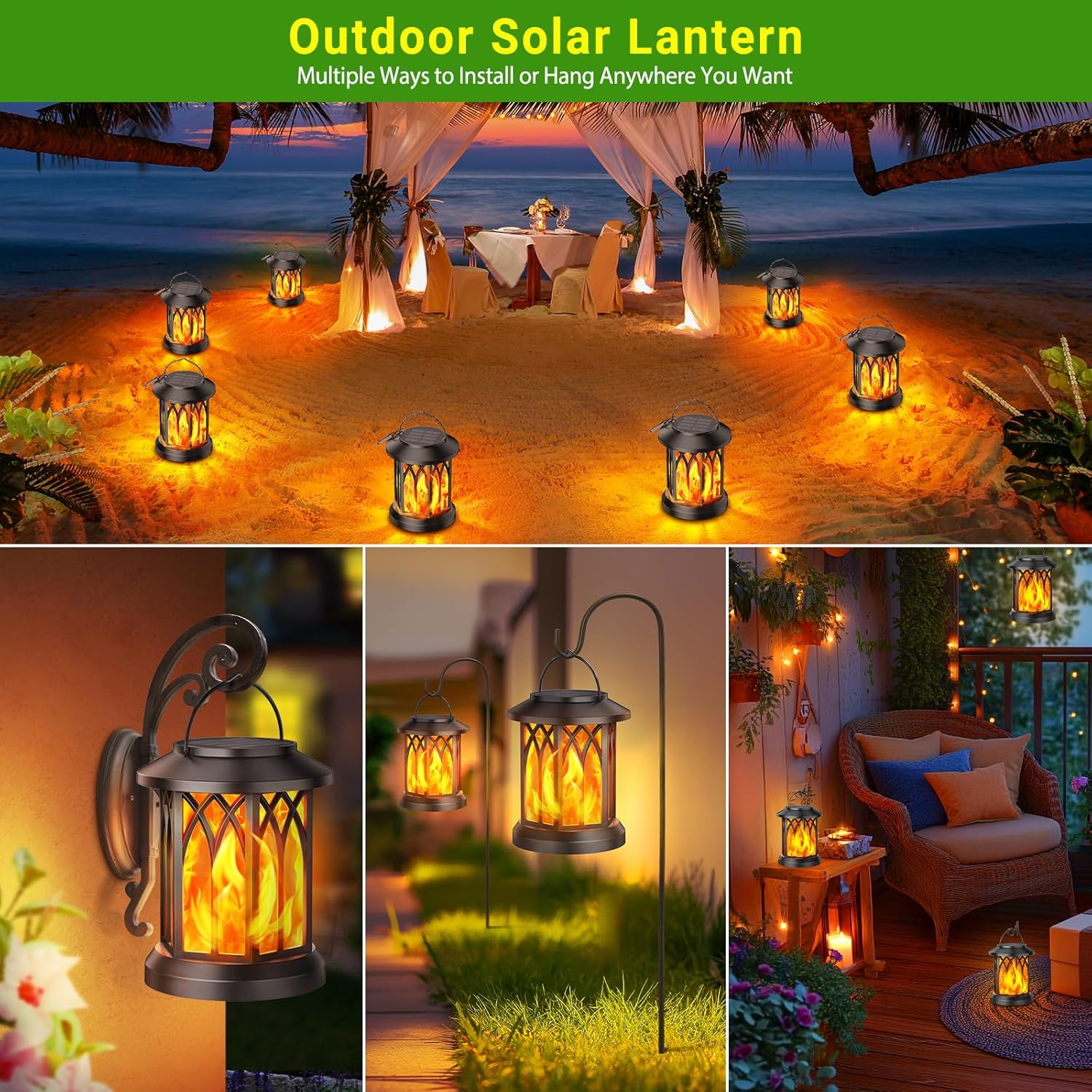 💥LAST DAY SALE 50% OFF💥Flickering Flame Solar Lantern Outdoor Waterproof Light⚡BUY 2 FREE SHIPPING