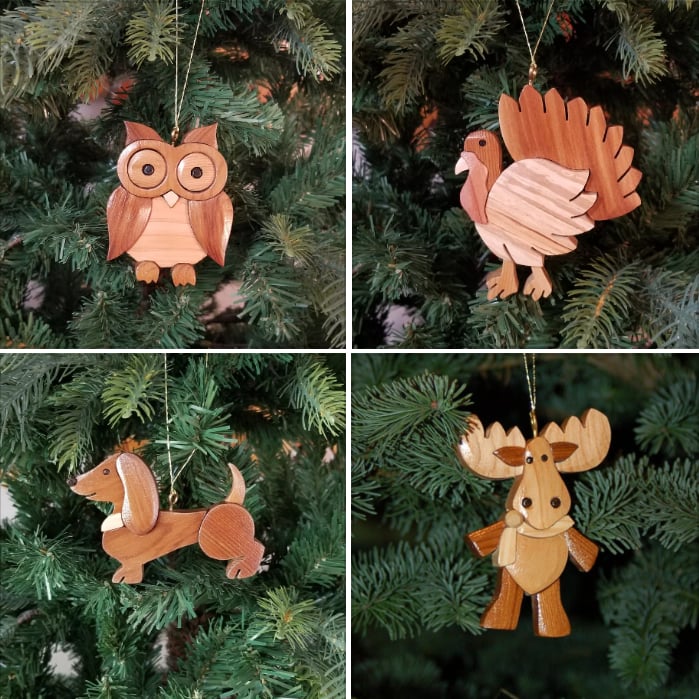 🎄🎅Christmas Presale - 49% OFF🎄-Hand-Carved Wooden Animal Christmas Ornaments