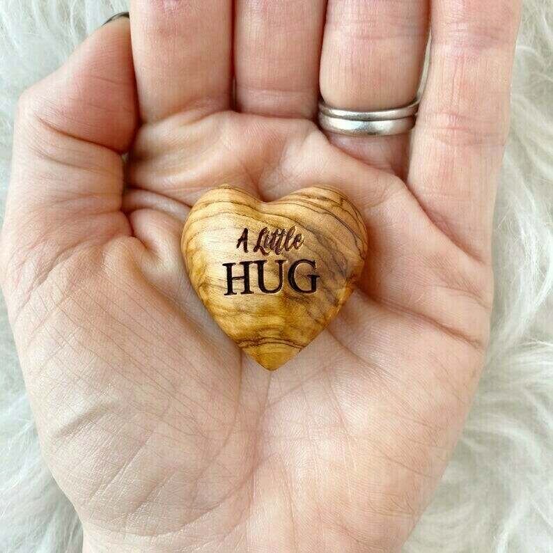 (New Year Sale- 49% OFF) Pocket Hug Wooden Heart Token