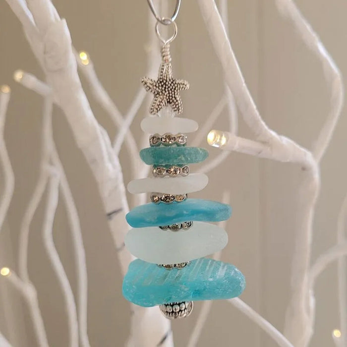 🎄XMAS Gift For Ocean Lovers🐬 Genuine Sea Glass Tree Ornament