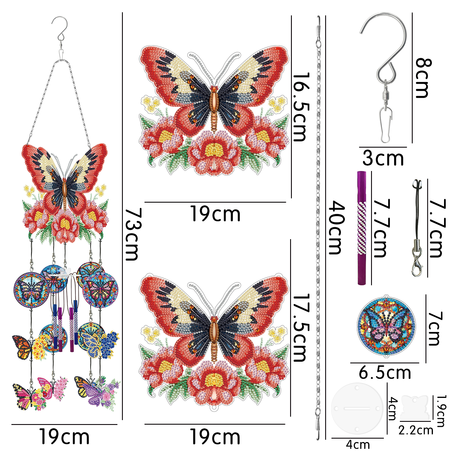 🔥Hot Sale-50%OFF -DIY Diamond Painting  Sided 3D Wind Chime Pendant  Hanging Kit