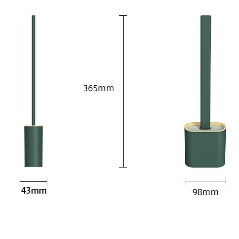 Toilet Brush and Holder Set for Bathroom, Deep-Cleaning Silicone Toilet Bowl Brush with Non-Slip Long Plastic Handle