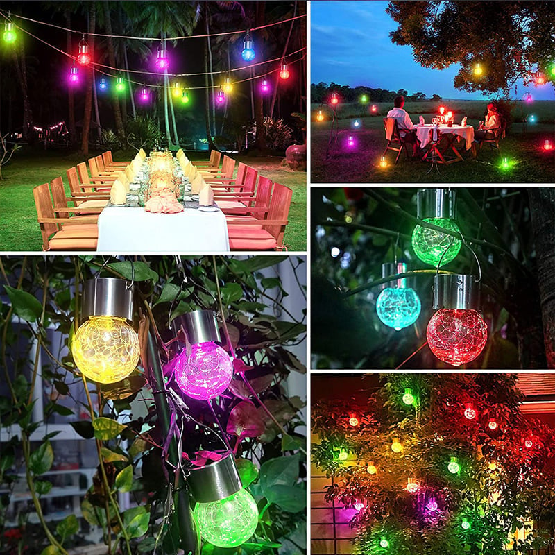 💖Mother's Day Promotion 48% OFF-🎁-Multicolor Crackle Glass Hanging Solar Lights