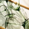 Vintage Green Flower Wine Glasses
