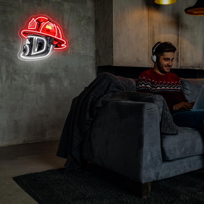 🔥Father's Day Sale🎁Firefighter Helmet Neon Sign
