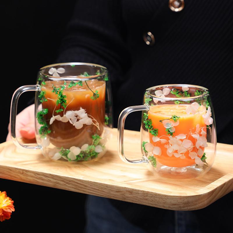 🎁TikTok Last Day Sale - 70% OFF🎄🌸Transparent Double Glass Flower Tea Cup