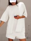 🔥Women's Casual Solid Color Suit with Slit Top and Shorts