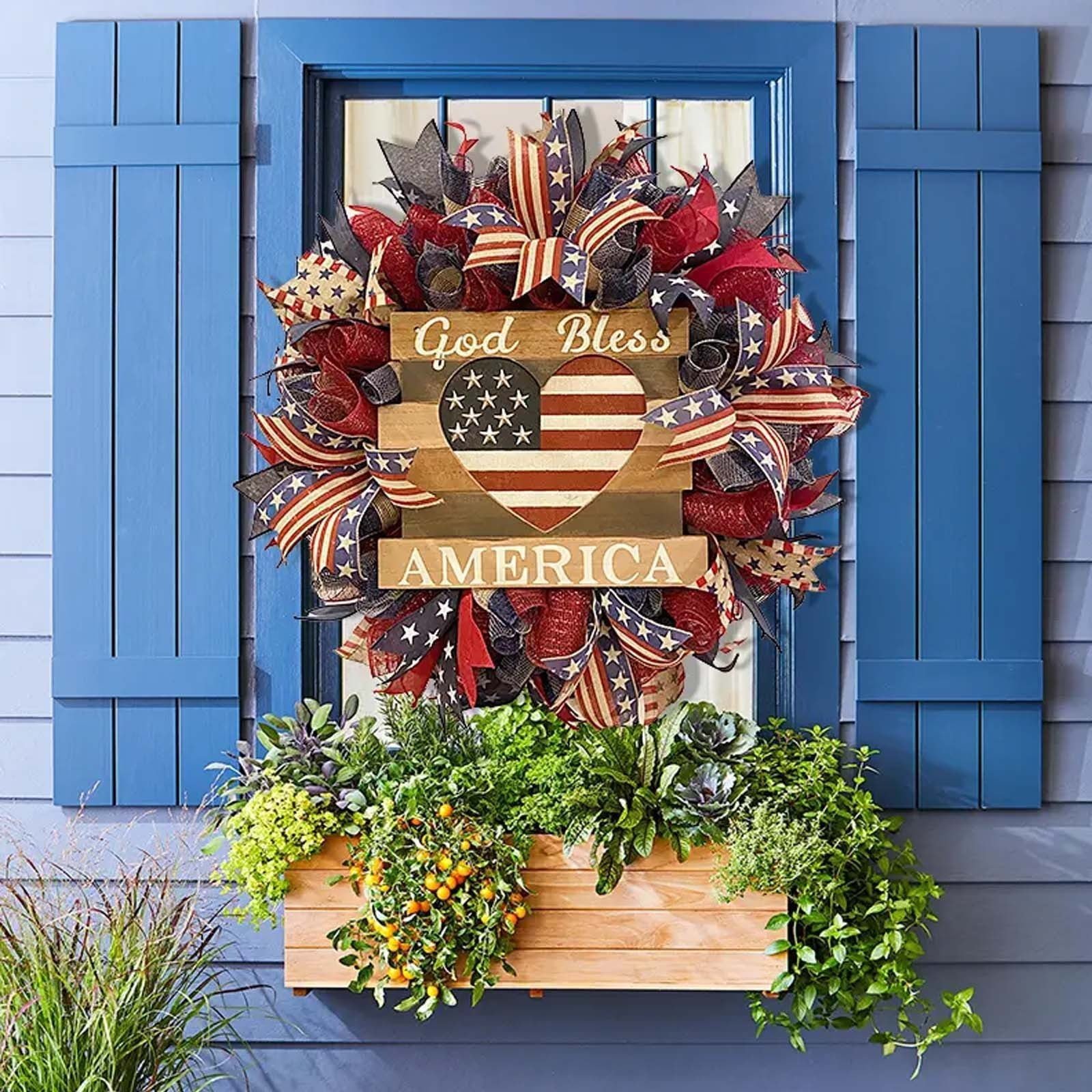 🏵100% Handmade American Patriotic God Bless Wreath(𝐉𝐚𝐦𝐞𝐬 𝐎𝐥𝐢𝐯𝐞𝐫 𝐇𝐚𝐧𝐝𝐦𝐚𝐝𝐞®)
