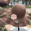 Elegant Crochet Straw Hat with Ruffle Detail