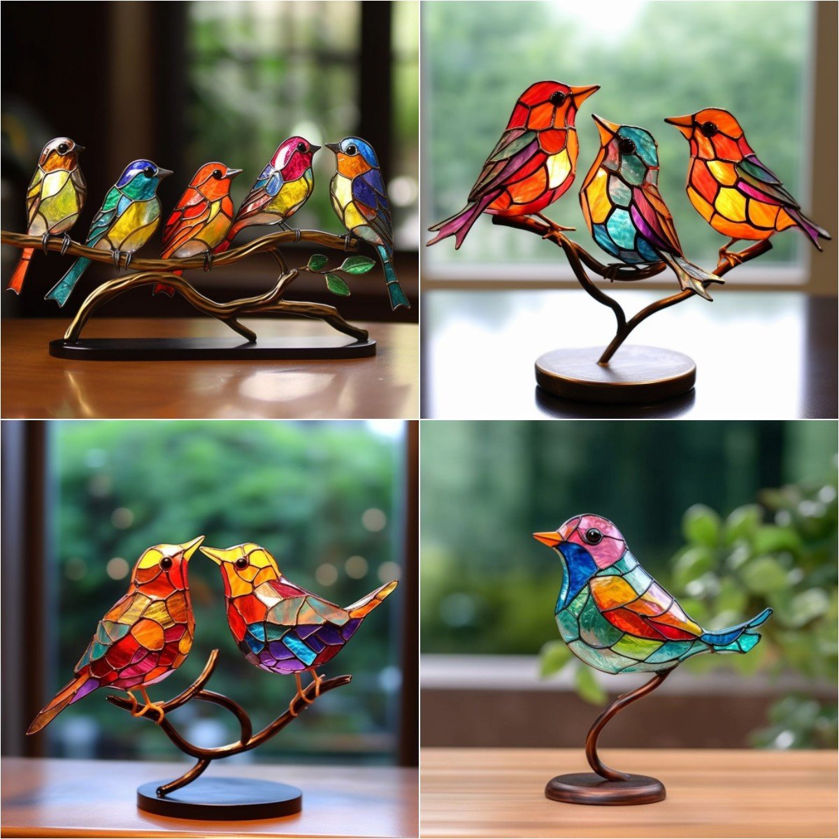 𝐇𝐀𝐍𝐃𝐌𝐀𝐃𝐄🌈Bunte Vögel auf Zweig-Desktop-Ornamenten🕊️- Kostenloser Versand