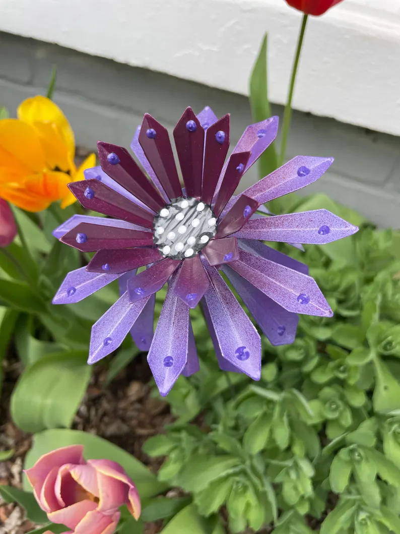 🎖️July 4th Flash Sale: 70% OFF Sitewide! 🌻Zinnia Metal Garden Stake🌼 Yard Decoration, Metal Art🪴