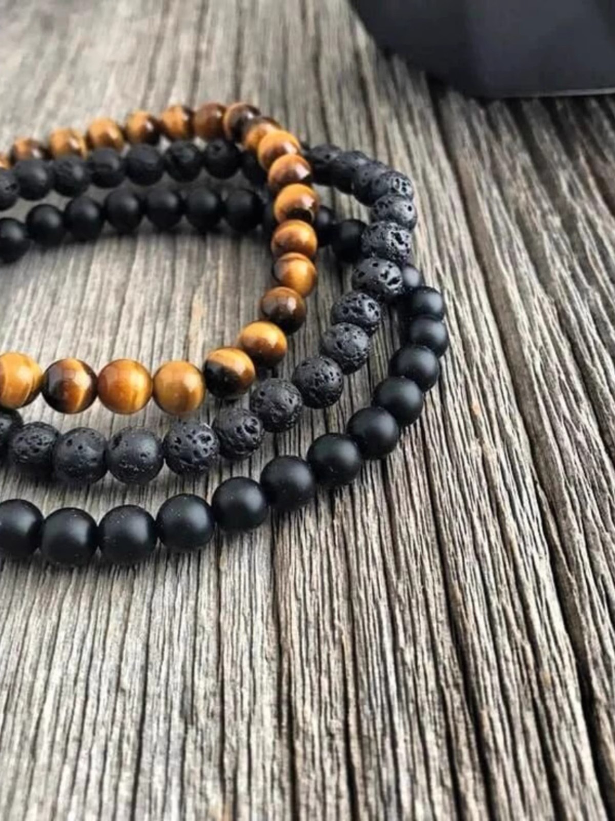 Original niche design natural tiger eye black agate volcanic stone lucky bracelet for men and women, Gift for Boyfriend , Mens Bead Bracelet, Best for Husband, Dad, Spiritual, Protection