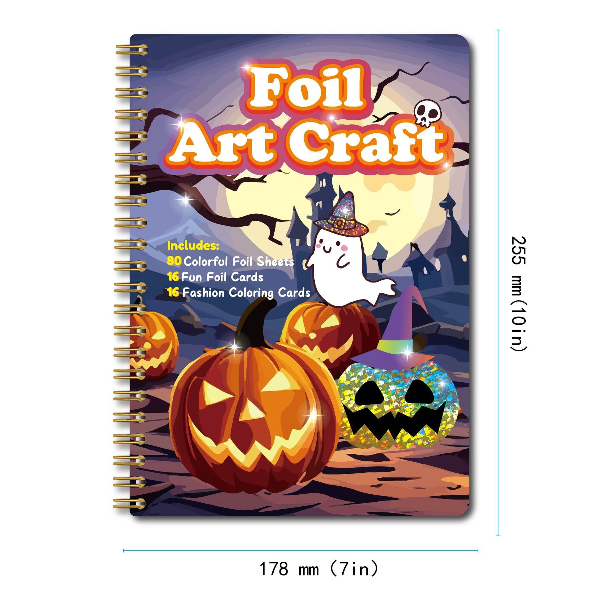 Halloween Arts Foil Fun Craft Colouring Books with Painting Tools