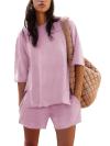 🔥Women's Casual Solid Color Suit with Slit Top and Shorts