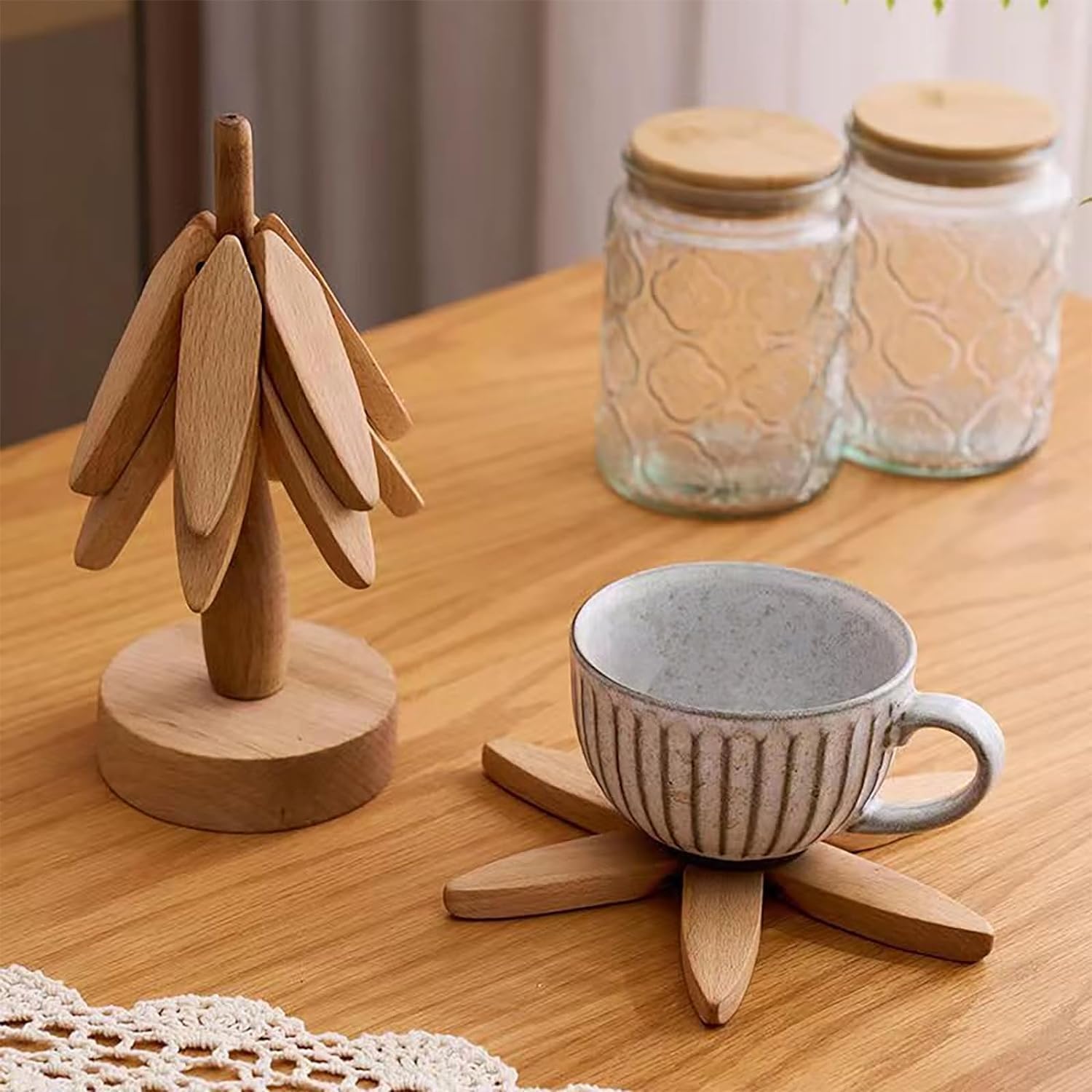 🔥Last Day Promotion - 60% OFF🎁🎄Wooden Tree Art Coasters Set